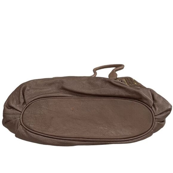 Brighton Pewter Leather Mon Amie Shourlder Handbag Embroidered Floral - Picture 4 of 7